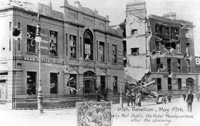 Ruinerne af oprørernes hovedkvarter, anti-engelsk irsk opstand, Dublin, maj 1916 af Unbekannt