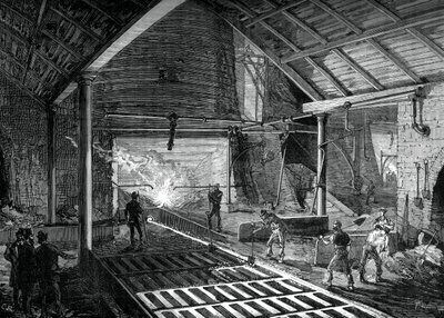 At køre det smeltede jern ind i grisene, c1880 af Unbekannt