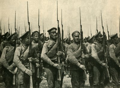 Russiske soldater, Første Verdenskrig, 1914, c1920. af Unbekannt