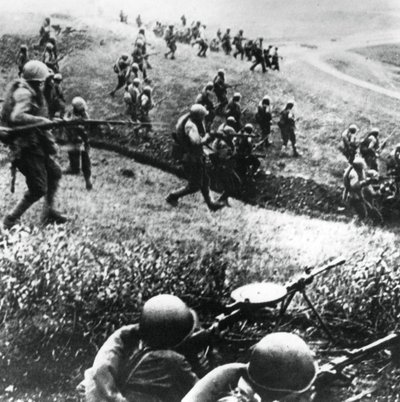 Russiske tropper på modangrebet, Mozdok-regionen, det nordlige Kaukasus, september 1942 af Unbekannt