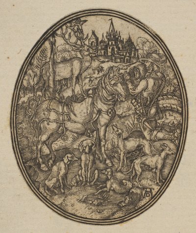Saint Eustace reduceret bagsidekopi i oval.n.d. af Unbekannt