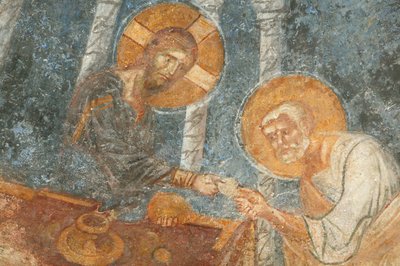 Sankt Nikolaus kirkefresco: Jesus med apostlen Myra Turquie af Unbekannt
