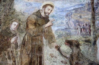 Santa Chiara kloster, Napoli Fresco detalje: SFrancesco, Napoli, Italien af Unbekannt