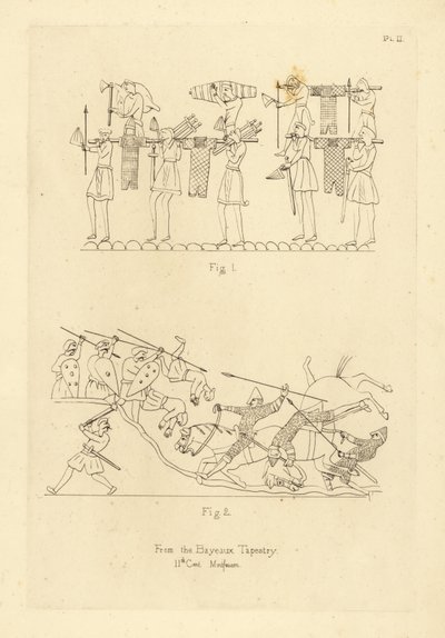 Saksisk og normannisk militærdragt fra Bayeux-tapetet af Unbekannt