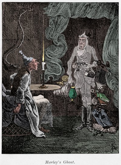 Scene fra A Christmas Carol af Charles Dickens, 1843 af Unbekannt