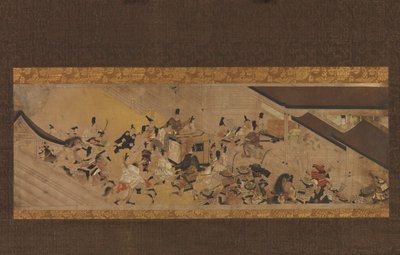 Scene fra Imperial Visit to Rokuhara fra The Tale of the Heiji Rebellion..., 1700-tallet. af Unbekannt