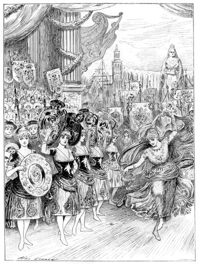Scene fra pantomimen The Forty Thieves på Dury Lane Theatre, London, 1887 af Unbekannt