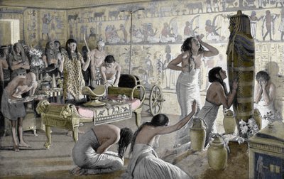 Sorgscene ved Tutankhamons begravelsestempel, Egypten, 1325 f.Kr. 1933-1934 af Unbekannt