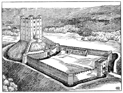 Skema af et normannisk slot baseret på Castle Hedingham, Essex, England af Unbekannt