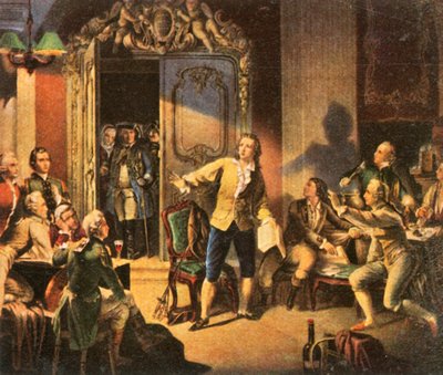 Schiller læser sit første skuespil, Die Räuber The Robbers, 1936. af Unbekannt