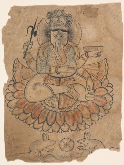 Siddende firearmede Ganesha, ca. 1775. af Unbekannt