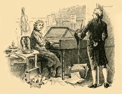 Siddende foran et gammelt, slidt klaver, 1907. af Unbekannt