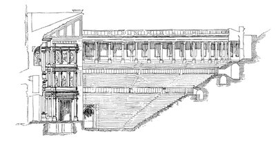 Sektion af Gallo Roman Theatre i Orange, Provence, Frankrig, 1895 af Unbekannt