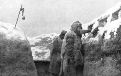 Vagtvagter i en skyttegrav ser ud over ingenmandsland, Pas-de-Calais, Frankrig, vinter, 1915 af Unbekannt