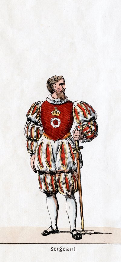 Sergent, kostumedesign til Shakespeares skuespil, Henry VIII, 1800-tallet af Unbekannt