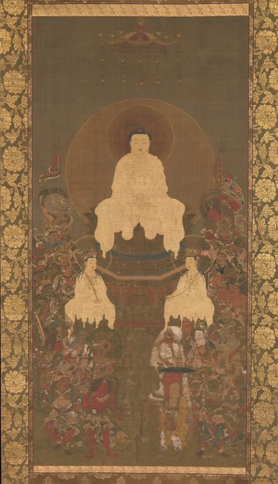 Shakyamuni-triaden med de seksten beskyttere af den store visdomssutra, slutningen af det 14. århundrede. af Unbekannt