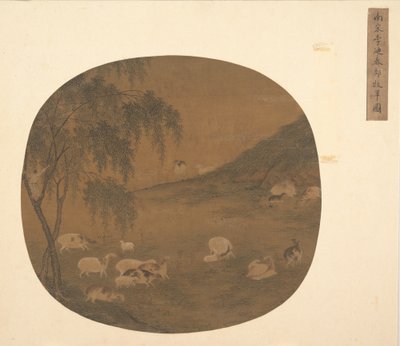 Får og flok dreng, 1300-tallet. af Unbekannt