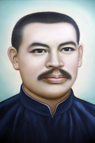 Butik, der sælger religiøse kristne genstande. Fader Francois Xavier Truong Buu Diep. Portræt. Ho Chi Minh City. Vietnam af Unbekannt