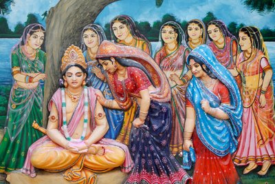 Shree Krishna tager form af Gauranga Vrindavan Inde af Unbekannt