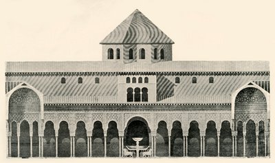 Side Elevation of the Court of the Lions and Fountain, 1800-tallet, 1907. af Unbekannt