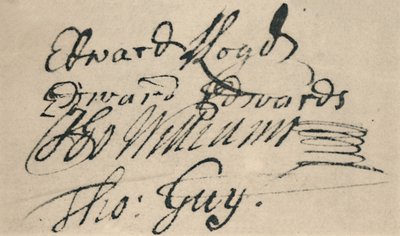 Signatur af Edward Lloyd, 1692, 1928 af Unbekannt