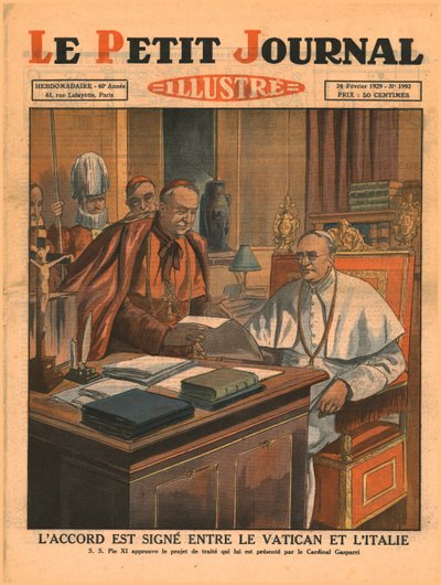 Underskrivelse af aftalen mellem Vatikanet og Italien, 1929. af Unbekannt