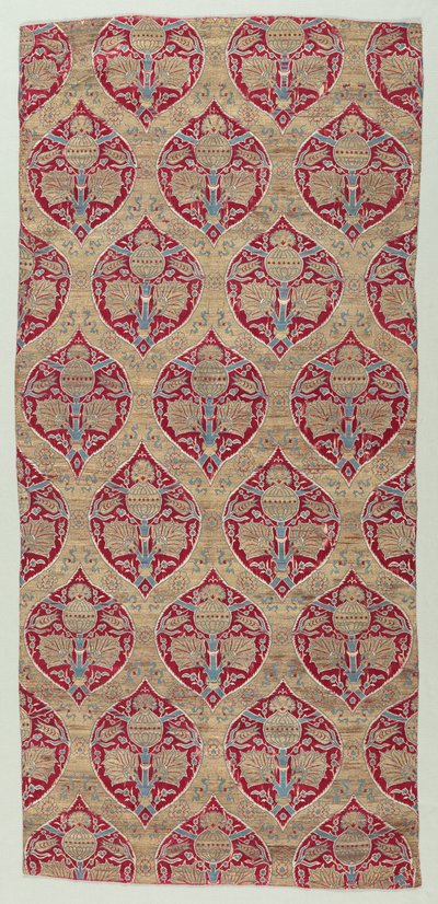 Silke- og guldbrokadefragmenter, 1600-1650. af Unbekannt