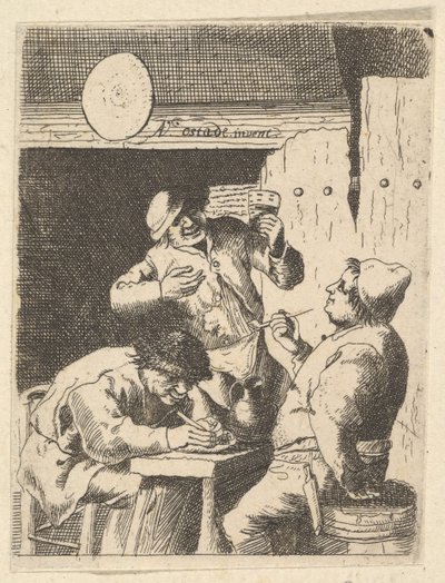 Sanger stående mellem to rygere, 1610-85. af Unbekannt