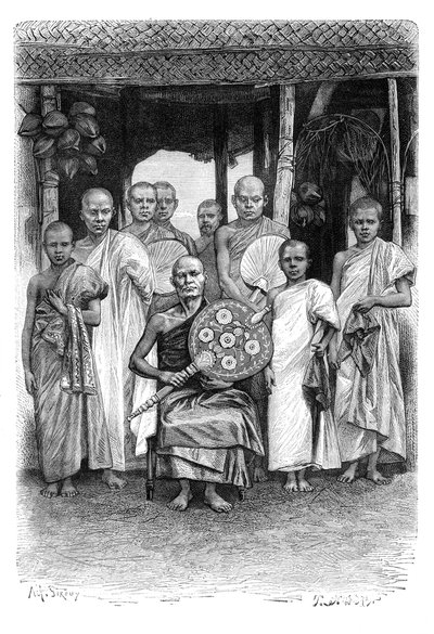 Singhalesiske buddhistiske præster, Sri Lanka, 1895 af Unbekannt
