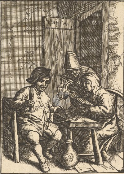 Syngende par og violin, 1610-85. af Unbekannt