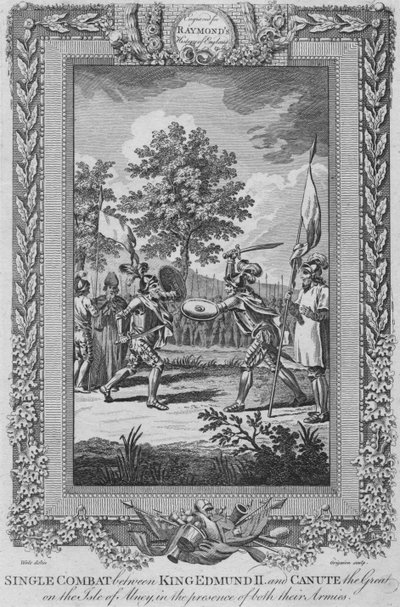 Enkeltkamp mellem kong Edmund II og Knud den Store på Isle of Abney, 1787 af Unbekannt