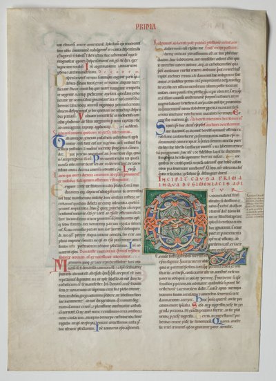 Enkelt blad fra et dekret af Gratian: Dekorerede initialer af en mand, der havde en søn, c1160-1165 af Unbekannt