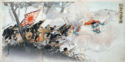 Kinesisk-japansk krig, 1800-tallet. Japansk tryk. Privat samling af Unbekannt