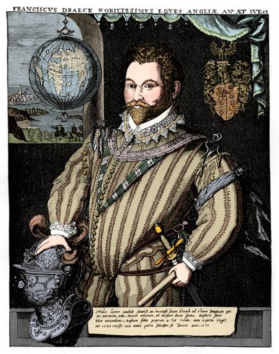 Sir Francis Drake, 1500-tallet, 1910 af Unbekannt