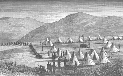Sir Garnet Wolseleys Camp at Ulundi: Zulus Coming In To Give Up Their Arms, c1880 af Unbekannt