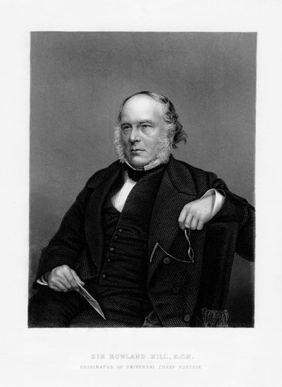 Sir Rowland Hill, britisk lærer, pamfletfører og skaberen af penny porto, 1800-tallet af Unbekannt