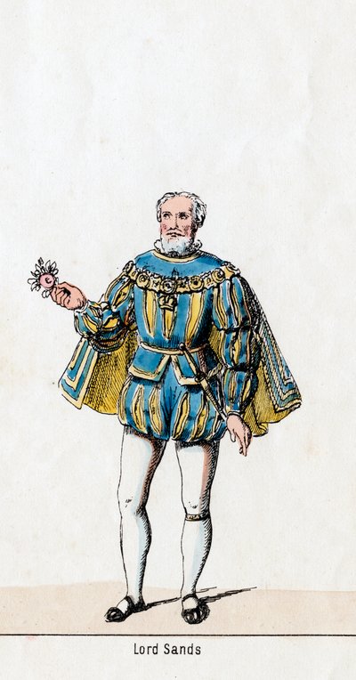Sir William Sands, kostumedesign til Shakespeares skuespil, Henry VIII, 1800-tallet af Unbekannt