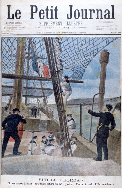 Seks måneders inspektion af admiral Roustan om bord på Borda, 1902 af Unbekannt