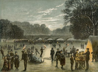 Skøjteløb på Serpentine i Hyde Park, London, c1850 af Unbekannt