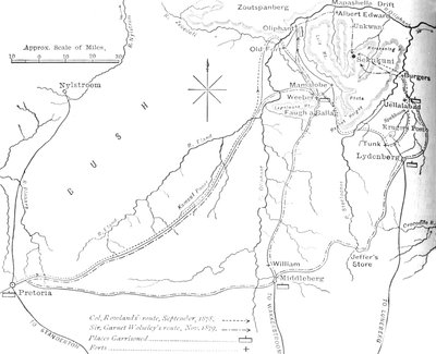 Skitse kort over Sekukunis land, c1880 af Unbekannt