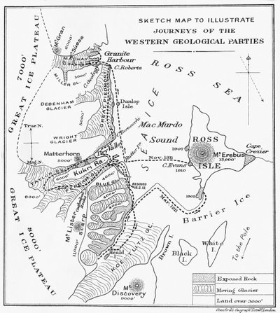 Skitsekort til illustration af de vestlige geologiske partiers rejser, 1913 af Unbekannt