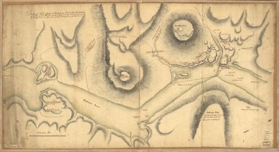 Skitse af Forts Clinton & Montgomery, stormede den 6. okt. 1777 af tropperne under kommando af Sir Henry Clinton, K.B., generalløjtnant for H. Maj. styrker og øverstkommanderende for New Yorck og dets afhængigheder. af Unbekannt