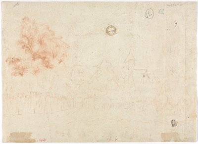 Skitse af en landsby verso, 1700-tallet. af Unbekannt