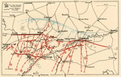 Skitse af de øverste operationer nær Mons og Charleroi, c1914, c1920. af Unbekannt