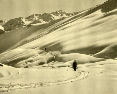 Skiløb ved Upper Schlossalm, nær Bad Hofgastein, Østrig, c1935. af Unbekannt
