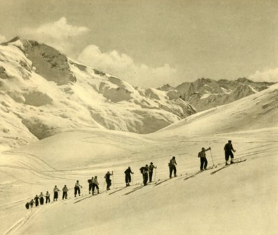 Skiundervisning, Arlberg, Østrig, c1935. af Unbekannt