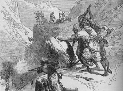 Træfning i et bjergpas, c1880 af Unbekannt