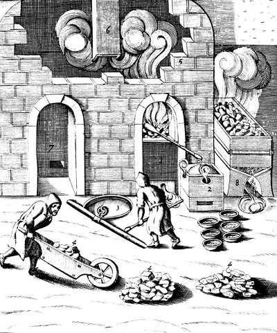 Smeltning af kobber, 1683 af Unbekannt