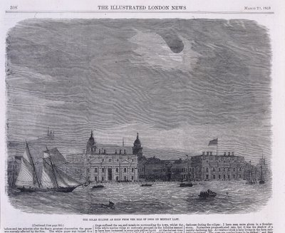 Solformørkelse set over Royal Observatory, Greenwich, 1858 af Unbekannt