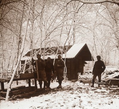 Soldater i sneen, Foret de la Reine, Frankrig, c1914-c1918 af Unbekannt